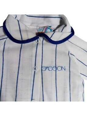 Baby Infant Striped Sleeper Pajamas Vtg 80s Sasson 12-18m Snap Footed Onesie
